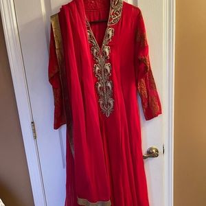 Red churidaar kurta